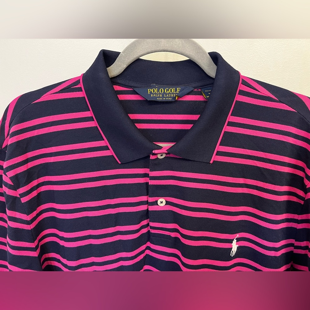 Polo Golf Ralph Lauren Performance Shirt Navy & Pink Embroidered Logo Men’s XL - Picture 2 of 9